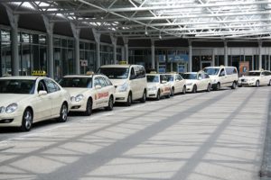 Taxis waiting outside Terminal 1 of Munich International Airport