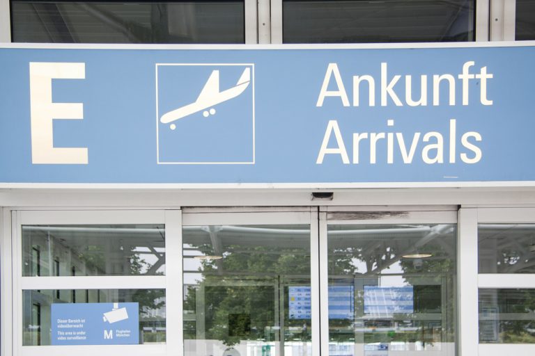 Munich Airport Arrival sign