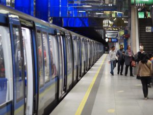 Munich subway train in subway station