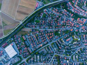 Aerial photo of a residential area